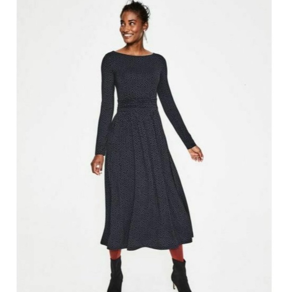 Boden Lucille black / blue jersey midi dress
